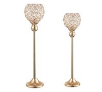 Rtauhife 2 Pièces Bougeoirs Décorations de Table Bougeoirs en Cristal en Métal pour Table de Mariage Fête Église Décor Moderne, B