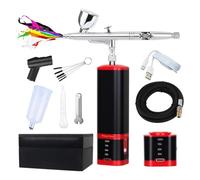 Rtauhife Kit Aérographe à Batterie Supplémentaire à Double Action avec Compresseur, Ensemble D'Aérographe Sans à Batterie Remplaçable pour Manucure et Peinture