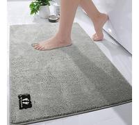 RTBQJ-AT Extra grand tapis de bain 120 x 80 cm, tapis de salle de bain antidérapant gris absorbant pour tapis de bain, tapis de douche en microfibre doux lavable en machine pour douche extérieure