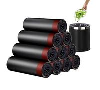 RTBQJ-AT Lot de 120 sacs poubelle de 15 à 20 L, faciles à utiliser et à nettoyer, sacs poubelle noirs avec cordon de serrage et poignées à nouer, sacs poubelle solides pour salle de bain, cuisine,