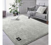 RTBQJ-AT Tapis antidérapant lavable doux pour salon, salle de bain, cuisine, buanderie, décoration de chambre de luxe - 120 x 160 cm - Gris clair