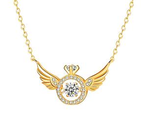 RTcald Collier d'ailes d'ange,Collier De Diamant De Battement De Coeur D'aile d'ange,Collier De Pendentif De Diamant De Cristal De Mode, Collier De Zircone d'ailes d'ange en Mouvement (Gold)