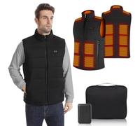 Rtdep Gilet Chauffant Homme, Veste Chauffante avec 15 Zones, Gilet Chauffant Homme Électrique avec Batterie USB 10000mAh, Doudoune Chauffante pour Moto Pêche Chasse Camping（XL）