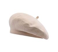 rtdgcv Béret Basque Femme Béret pour Femmes Lady Béret Automne-Hiver Léger, Respirant, Tendance Couleur Unie Bonnet Live Cap Bonnet Tricoté Femmes Bonnets Tricotés pour Femmes Coton, beige, Taille M