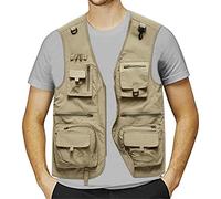 rtdgcv Ensemble haut pour homme, décontracté, extérieur, travail, pêche, voyage, photo, gilet cargo, veste multi-poches, haut sans manches pour homme, Q0928A-Kaki, XXL