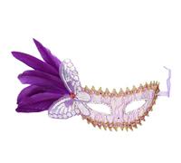 rtdgcv Femmes Mode Côté Grande Plume Dentelle Mascarade Performance Fil Père Noël Mascarade Masque pour les Yeux Sexy Carnaval Halloween Cosplay, lilas, Taille unique