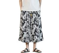 rtdgcv Pantalon de jogging cargo pour homme Summer Thaïlande Tourism Hawaii Ice Silk Beach Flower Pants Trendy Wide Leg Capris pour homme Pantalon cargo stretch, Noir , XXL