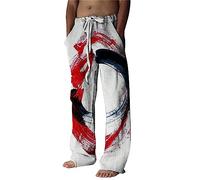 rtdgcv Pantalon d'été pour homme avec cordon de serrage - Doux et confortable - Coupe ample - Jambes larges - Pour le sport, la course, le jogging - Avec de nombreuses poches - Pantalon de jogging