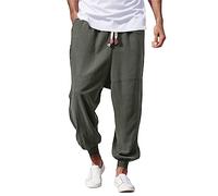 rtdgcv Pantalon élastique noir décontracté pour homme - Style rétro japonais - Ample - Couleur unie - Pantalon de sport, gris, L