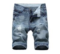 rtdgcv Short en jean déchiré pour homme aspect usé avec coupe droite Tableau des tailles, bleu foncé, 42