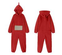 rtdgcv Teletubbies Costume adulte, pyjama pour femme long, une pièce, unisexe, onesie animal, cosplay, vêtement pour la maison, polaire, à capuche, fête, rouge, M