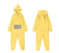 rtdgcv Teletubbies Costume adulte, pyjama pour femme long, une pièce, unisexe, onesie animal, cosplay, vêtement pour la maison, polaire, à capuche, fête, jaune, L