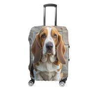 RTFGHJS Basset Hound Housse de bagage élastique pour valise, housse de bagage de voyage, anti-rayures, lavable, convient aux bagages de 48,3 à 81,3 cm, blanc, M