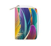 RTFGHJS Ghosts Dance with Magic PU Leather Card Holder - Slim Durable Card Organizer for Men & Women, Beaucoup de plumes, 16x11.5cm