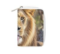RTFGHJS Ghosts Dance with Magic PU Leather Card Holder - Slim Durable Card Organizer for Men & Women, Lion sort de la langue, 16x11.5cm