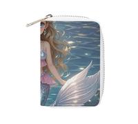 RTFGHJS Ghosts Dance with Magic PU Leather Card Holder - Slim Durable Card Organizer for Men & Women, Mermaid, 16x11.5cm