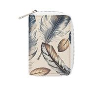 RTFGHJS Ghosts Dance with Magic PU Leather Card Holder - Slim Durable Card Organizer for Men & Women, Plumes dessinées à la main, 16x11.5cm