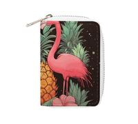 RTFGHJS Grand tournesol sur fond en cuir PU - Organiseur de cartes de crédit fin et durable pour homme et femme, Flamants roses ananas, 16x11.5cm