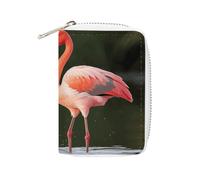 RTFGHJS Grand tournesol sur fond en cuir PU - Organiseur de cartes de crédit fin et durable pour homme et femme, Flamants roses s'embrassent dans le lac, 16x11.5cm