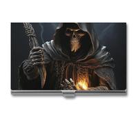 RTFGHJS Grim Reaper - Porte-cartes de visite fin en métal pour homme ou femme, pour professionnels, cadres, Faucheuse, Taille unique
