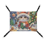 RTFGHJS Hamac à suspendre pour animal domestique - Doux et respirant - Pour chat mignon - Chants de Noël - Lit avec crochets en métal - Pour petits animaux de compagnie - Tapis endormi pour chats,