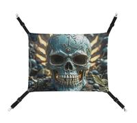 RTFGHJS Hamac suspendu pour animal domestique - Doux et respirant - Motif tête de mort maléfique - Lit avec crochets en métal - Pour petits animaux de compagnie - Tapis de repos pour chats, chiens,