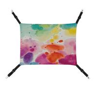 RTFGHJS Hamac suspendu pour animal domestique - Doux et respirant - Taches d'aquarelle - Lit avec crochets en métal - Pour petits animaux de compagnie - Tapis de repos pour chats, chiens, lapins et