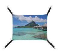 RTFGHJS Hamac suspendu pour animal domestique - Hamac pour cage - Doux et respirant - Plage Tahiti - Avec crochets en métal - Pour petits animaux de compagnie - Tapis de repos pour chats, chiens,