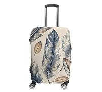 RTFGHJS Housse de bagage à plumes dessinées à la main - Housse de bagage élastique pour valises de voyage - Anti-rayures - Lavable - Convient aux bagages de 48,3 à 81,3 cm, blanc, S