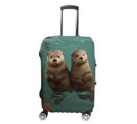 RTFGHJS Housse de bagage élastique Otters in Love pour valise, housse de bagage de voyage, anti-rayures, lavable, convient aux bagages de 48,3 à 81,3 cm, blanc, L
