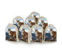 RTFGHJS Lot de 8 sacs à cordon de serrage en toile de jute Panther Mountain Lion Pochette cadeau Pochette à bijoux pour loisirs créatifs fête