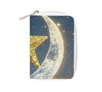 RTFGHJS Porte-cartes coloré en cuir PU pour planche de surf - Organiseur de cartes de crédit fin et durable pour homme et femme, Étoiles dorées et lune, 16x11.5cm