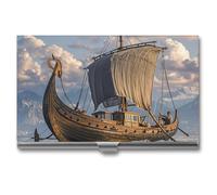 RTFGHJS Porte-cartes de visite en métal fin en métal pour homme ou femme, pour professionnels, dirigeants, vieux bateau, taille unique