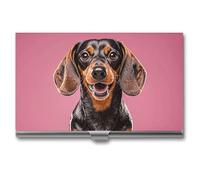 RTFGHJS Porte-cartes de visite fin en métal avec motif de loutre jouant dans l'eau, pour homme ou femme, pour professionnels, cadres, Teckel Weiner Pet Dogs, Taille unique