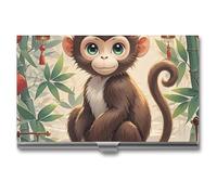 RTFGHJS Porte-cartes de visite romantique en métal fin en forme d'avion coucher de soleil pour homme ou femme, livret pour professionnels, cadres, Singe de style chinois, Taille unique