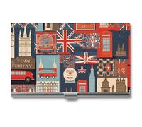 RTFGHJS Porte-cartes de visite vintage en métal fin en métal pour homme ou femme, pour professionnels, cadres, Symboles de l'Angleterre, Taille unique