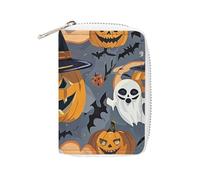 RTFGHJS Porte-cartes en cuir PU à motif patchwork - Organiseur de cartes de crédit fin et durable pour homme et femme, Le fantôme errant, 16x11.5cm