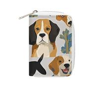 RTFGHJS Porte-cartes en cuir synthétique avec motif chatons dansants - Organiseur de cartes de crédit fin et durable pour homme et femme, Beagle Patterns, 16x11.5cm