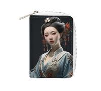RTFGHJS Porte-cartes en cuir synthétique motif figue - Organiseur de cartes de crédit fin et durable pour homme et femme, Femme classique asiatique, 16x11.5cm