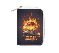 RTFGHJS Porte-cartes fin et durable en cuir synthétique en forme de sapin de Noël pour homme et femme, Flame Ball Gamer, 16x11.5cm
