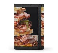 RTFGHJS Portefeuille à trois volets pour homme, art moderne, porte-monnaie, porte-monnaie fin avec pince à billets et porte-cartes de crédit avec 8 emplacements pour cartes, Toast au jambon, Taille