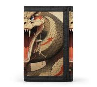 RTFGHJS Portefeuille à trois volets pour homme, de nombreux zombies, porte-monnaie fin avec pince à billets et porte-cartes de crédit avec 8 emplacements pour cartes, Serpent bouche ouverte, Taille