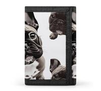 RTFGHJS Portefeuille à trois volets pour homme, de nombreux zombies, porte-monnaie fin avec pince à billets et porte-cartes de crédit avec 8 emplacements pour cartes, Bouledogue français, Taille