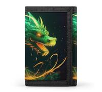 RTFGHJS Portefeuille à trois volets pour homme, Dove Sun Art, porte-monnaie fin avec pince à billets et porte-cartes de crédit avec 8 emplacements pour cartes, Dragon vert., Taille unique, Moderne