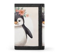 RTFGHJS Portefeuille à trois volets pour homme, illusion d'optique en spirale, porte-monnaie fin avec pince à billets et porte-cartes de crédit avec 8 emplacements pour cartes, Pingouin portant des