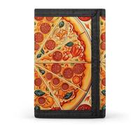 RTFGHJS Portefeuille à trois volets pour homme, locomotive à vapeur, train, porte-monnaie fin avec pince à billets et porte-cartes de crédit avec 8 emplacements pour cartes, Une pizza complète, Taille