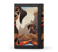 RTFGHJS Portefeuille à trois volets pour homme, motif éléphant de dessin animé, porte-monnaie, porte-monnaie fin avec 8 emplacements pour cartes, Teckel I Love My Dog, Taille unique, Moderne