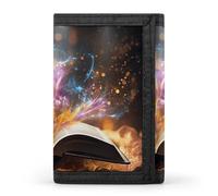 RTFGHJS Portefeuille à trois volets pour homme, motif hortensia bleu, porte-monnaie fin avec pince à billets et porte-cartes de crédit avec 8 emplacements pour cartes, Livre ouvert et lumière, Taille