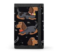 RTFGHJS Portefeuille à trois volets pour homme, motif phénix feu et eau, porte-monnaie fin avec pince à billets et porte-cartes de crédit avec 8 emplacements pour cartes, Teckel I Love My Dog, Taille