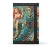 RTFGHJS Portefeuille à trois volets pour homme, porte-monnaie fin avec pince à billets et 8 emplacements pour cartes, Vintage Outer Banks Carte avec sirènes, Taille unique, Moderne